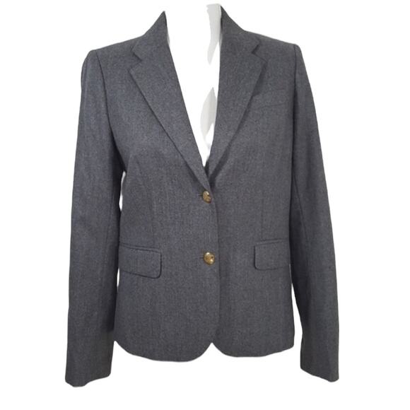 J. Crew Women’s Schoolboy Blazer Jacket in Grey Wool Size 0 - Picture 1 of 4